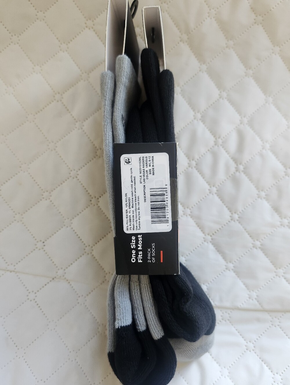 Light Gray and Black Raider Nation Crew Socks - Picture 3 of 6